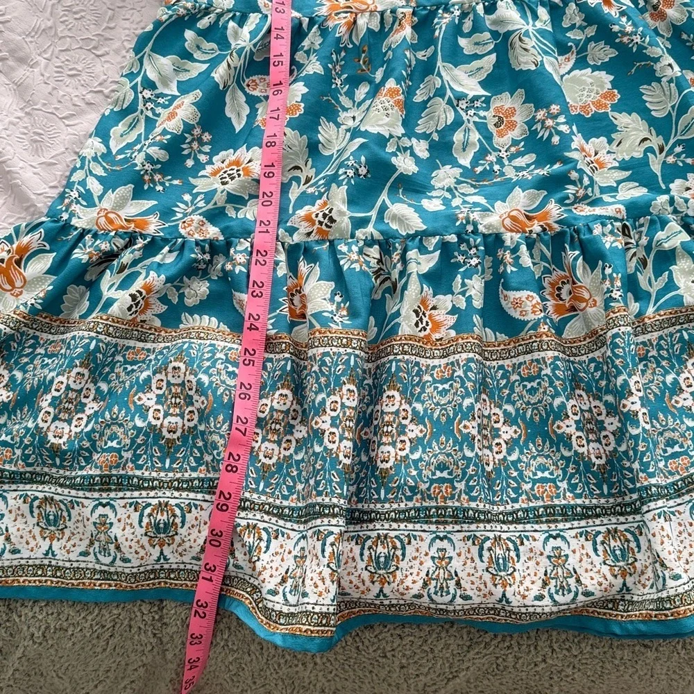 Band of the Free summer mini dress Floral Puff Sleeve Dress Sz Medium Multicolor - Picture 3 of 8